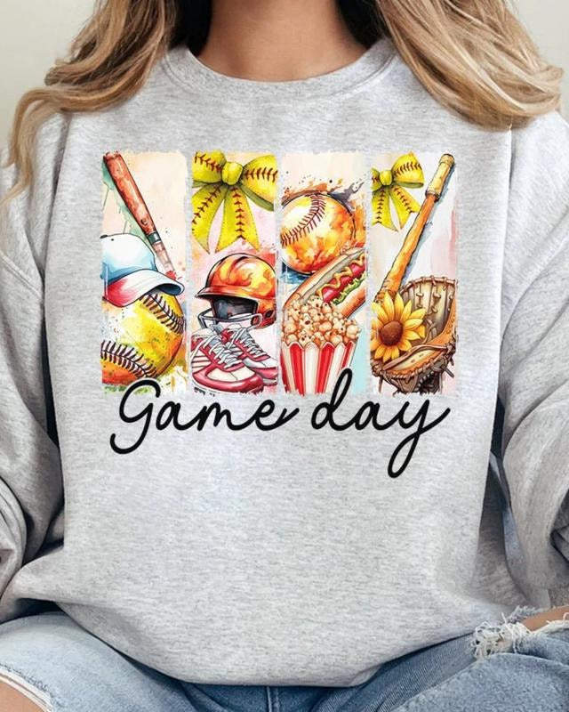 Retro Softball  Game Day Heavy-weight Crew Sweatshirt SOFTBALL SEASON Unisex Womenswear Comfortable Graphic Shirt Hoodie