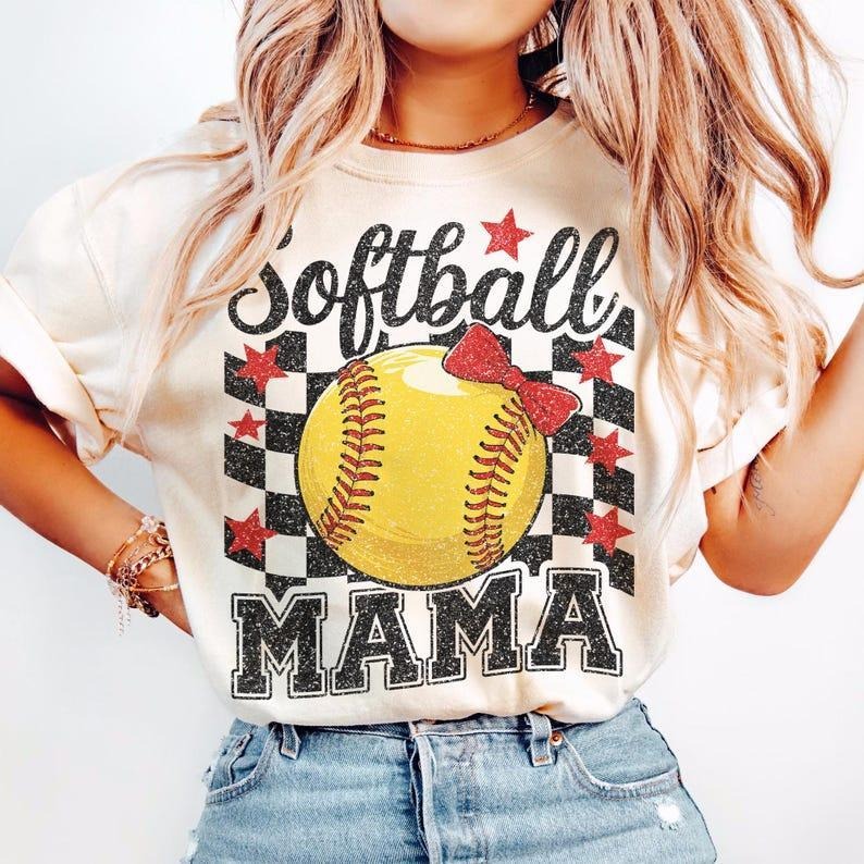 Retro Softball Coquette tshirt, Game Day sweatshirt, Checkered Bow tshirt, Softball Mom Style T-Shirt Hoodie