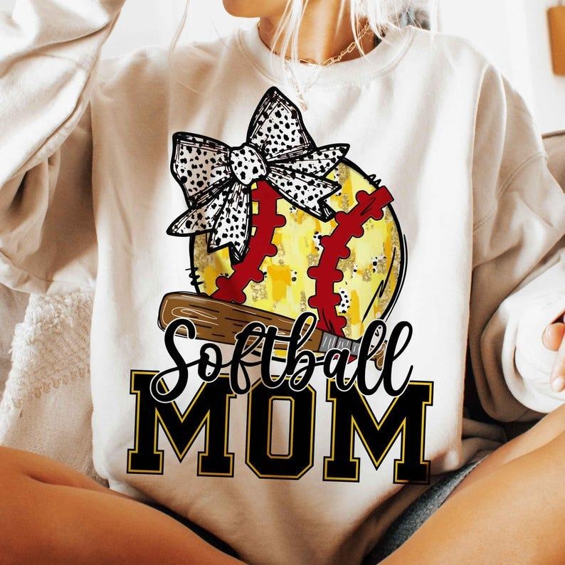 Retro Softball Mom Sweatshirt Softball Mama Softball Coquette Game Day Softball Bow Softball Shirt Hoodie | PrintMintTees.com