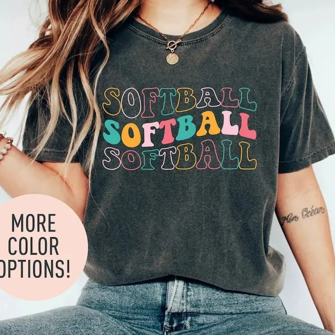 Retro Softball Shirt for Softball Player for Gift, Cute SoftballT-Shirt for Sports Mom, Cute Softball TShirt for Girls,...