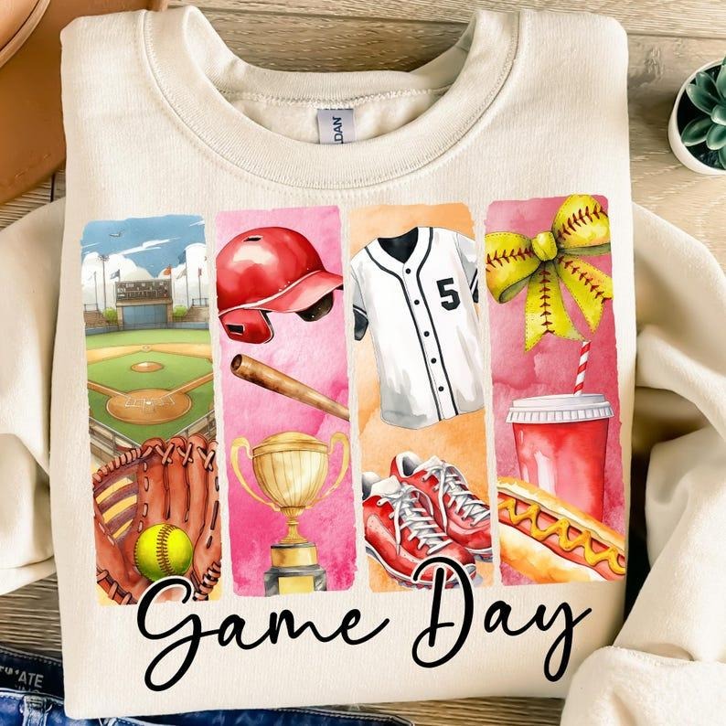 Retro Softball Sweatshirt Game Day Softball Coquette Bow Softball Mama Brushstroke Softball Shirt Hoodie | PrintMintTees.com