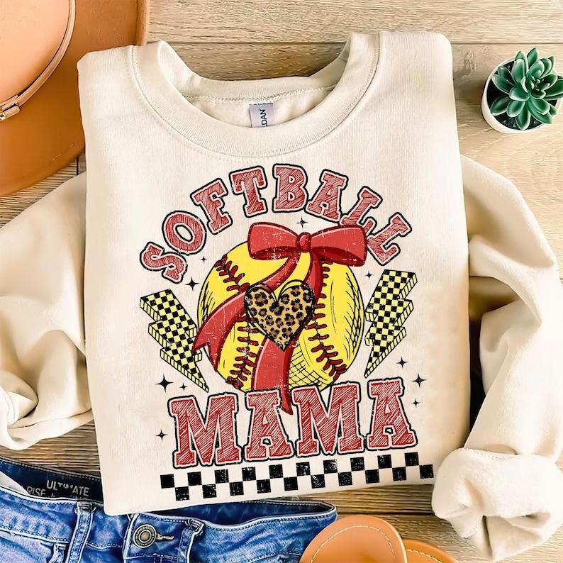 Retro Softball , At the Ballpark , Game Day  Mom , Softball Coquette Sweatshirt Crewneck Classic Shirt Hoodie