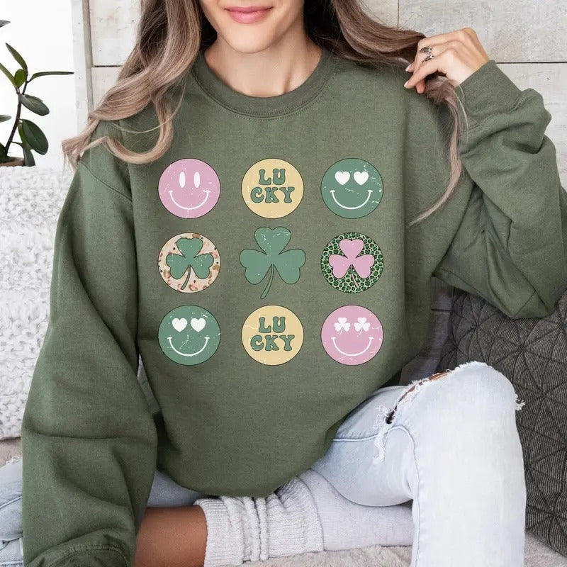 Retro St. Patrick's Day Shirt Sublimation, St Patricks Day, Clover Shirt, Hearts Retro Groovy St. Patrick's Day Shirt,...