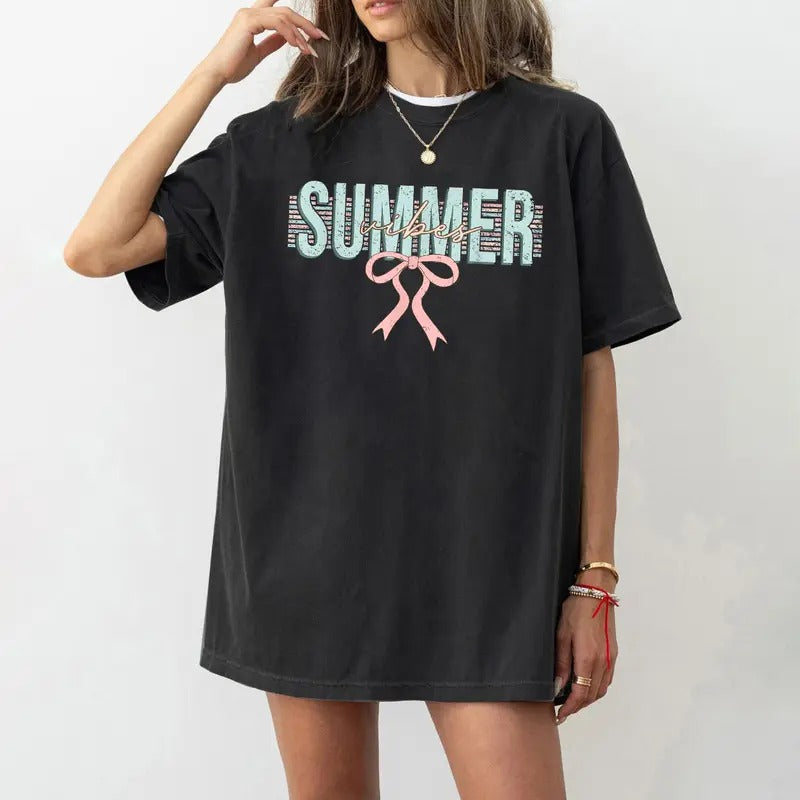 Retro Summer Vibes Shirt, Coquette Summer Graphic Tee, Retro Summer Beach Shirt, Vintage Summer Girls Trip Shirt Hoodie...