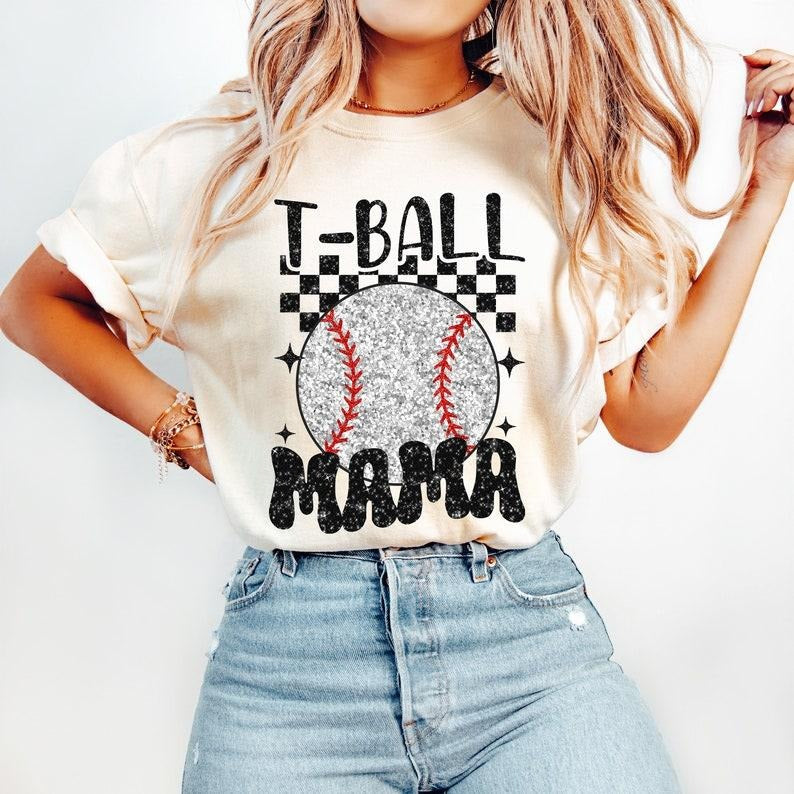 Retro T Ball Mama Tshirt, Glitter Baseball Tee, Sports Tee Ball Shirt, Baseball Mom Hoodie Sweatshirt | PrintMintTees.com