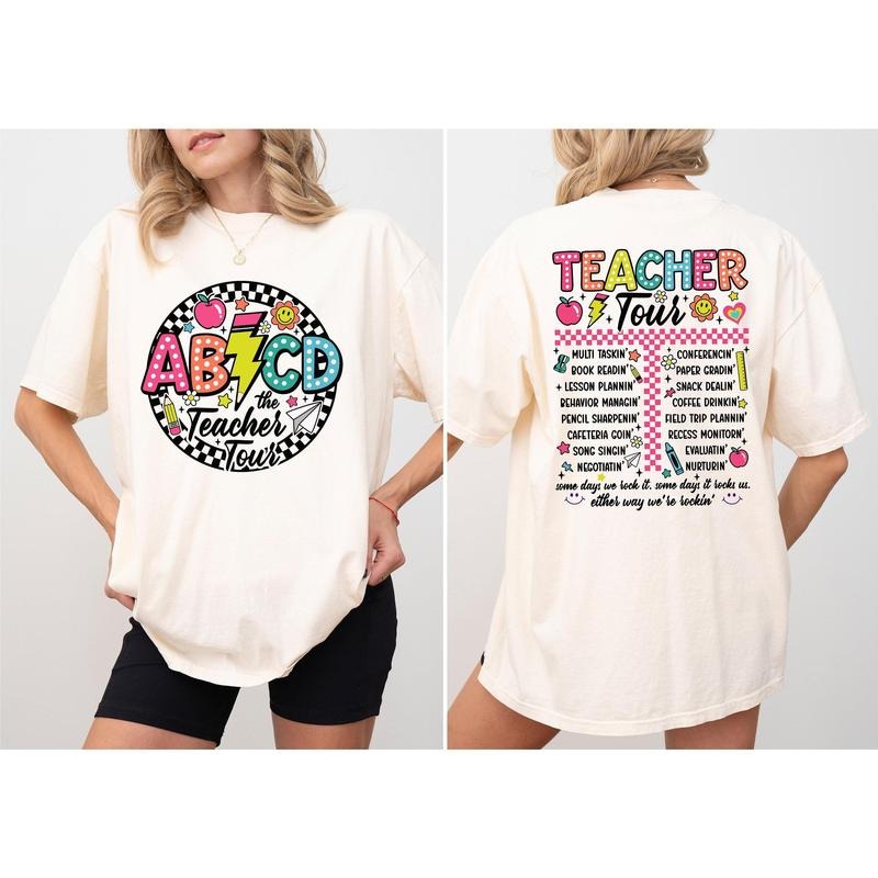 Retro Teacher Tour Comfort Color Shirt Abcd Teacher Tour T-shirt Back To School Tee Elementary School Teacher Shirts...