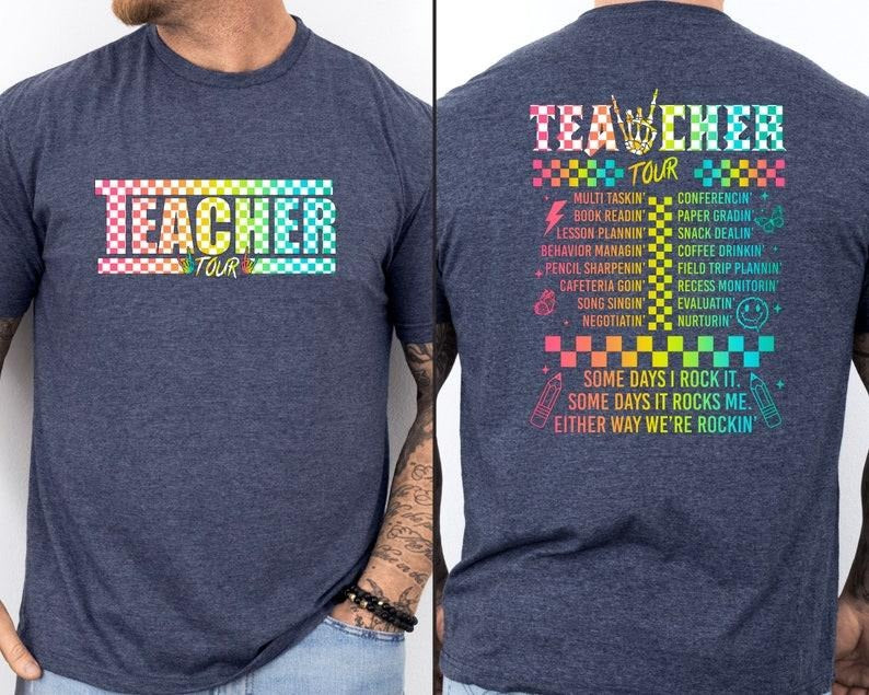 Retro Teacher Tour Front and Back Print Shirt, Gift for Teacher, Teacher Tour Shirt, End of Year Shirt, Teacher Gift,...