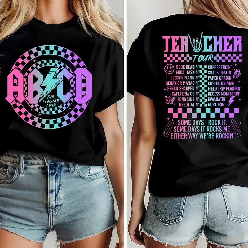 Retro Teacher Tour Shirt Music Gift For Teacher Abcd Teacher Tour Shirt End Of Year Shirt Teacher Gift Back To School...