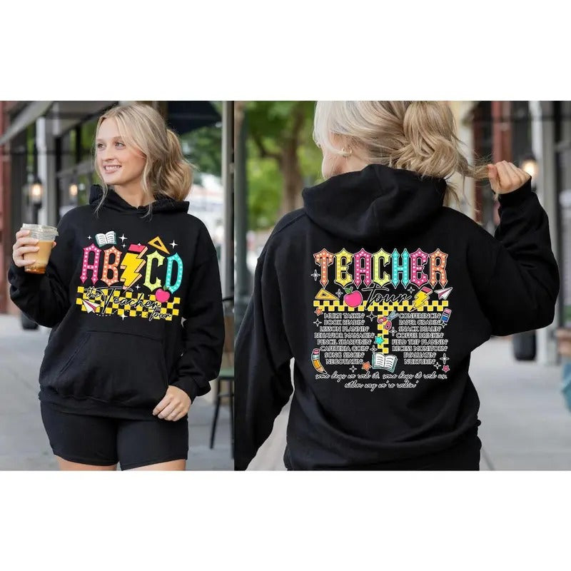 Retro Teacher Tour Shirt gift for Teacher, ABCD Teacher Tour Shirt, Back To School Shirt Hoodie Sweatshirt