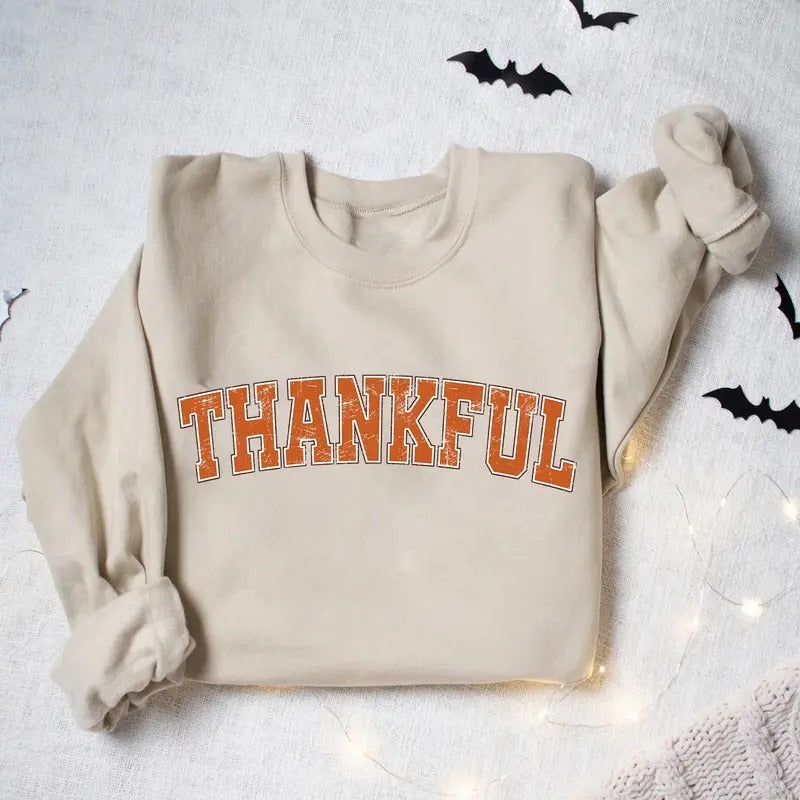 Retro Thankful Sweatshirt, Thankful Thanksgiving Shirt, Fall Thanksgiving Sweatshirt, Fall Halloween Sweatshirt,...