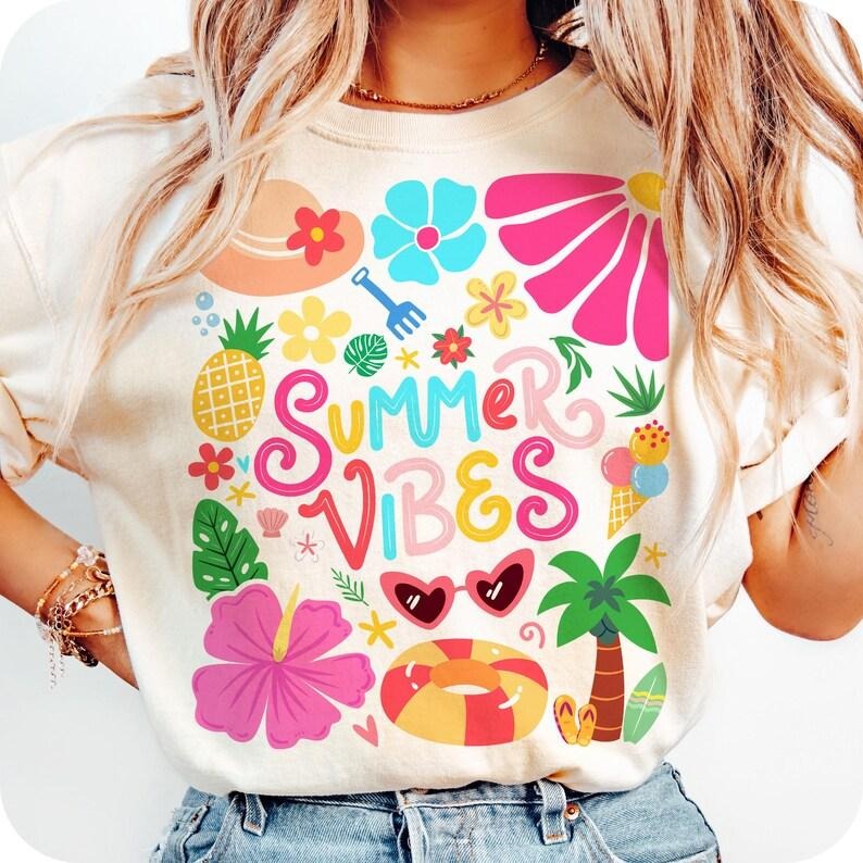 Retro Tropical Summer Vibes Floral Coquette Hello Brushstroke Beach T-Shirt Hoodie Sweatshirt | PrintMintTees.com