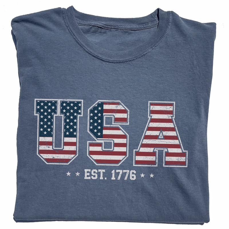 Retro USA Est 1776 Shirt, 4th Of July Vintage Unisex Unhinged Shirt, Independence Day Graphic Printed Tee, USA Flag...