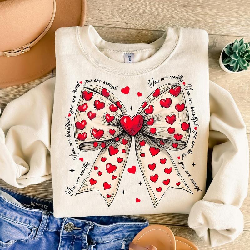 Retro Valentine Coquette Heart Sweatshirt, You are Loved Sweatshirt, Love Like Jesus Sweatshirt, Valentine Coquette...