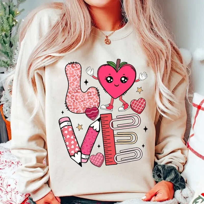Retro Valentine Shirt, Teacher Valentine Shirt, Teach Love Inspire, Teacher Life Shirt, Cute Teacher Valentine Shirt,...