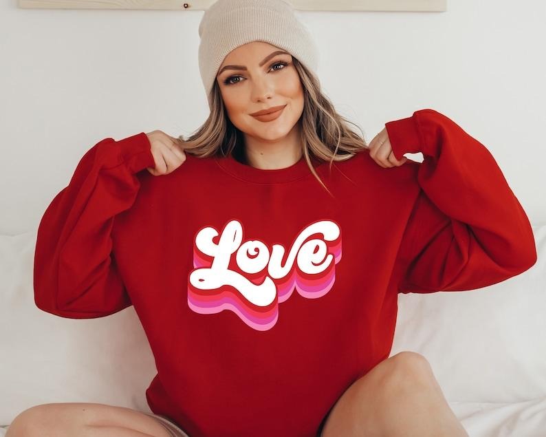 Retro Valentines Sweatshirt, Retro Love Sweater, Valentines Day , Love Shirt Hoodie | PrintMintTees.com