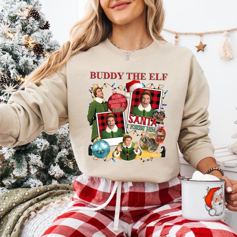 Retro Vintage Buddy The Elf Christmas Sweatshirt, Funny Buddy Christmas T-shirt, Santa I Know Him Tee, Son Of Nutcracker,...