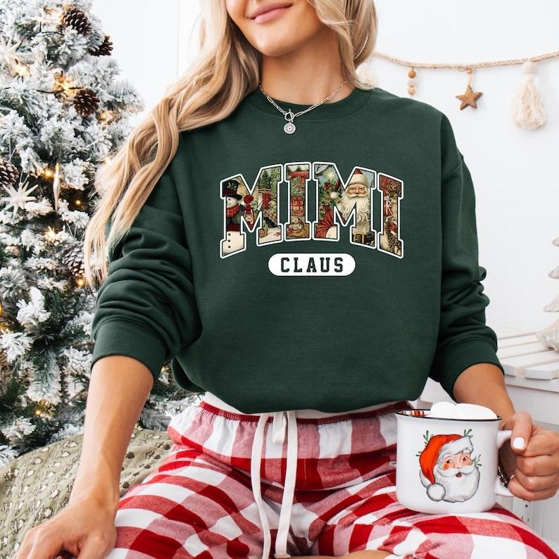 Retro Vintage Mimi Claus Sweatshirt, Christmas Mimi Shirt, Mimi Claus T-shirt, Family Christmas Sweater, Merry Christmas,...