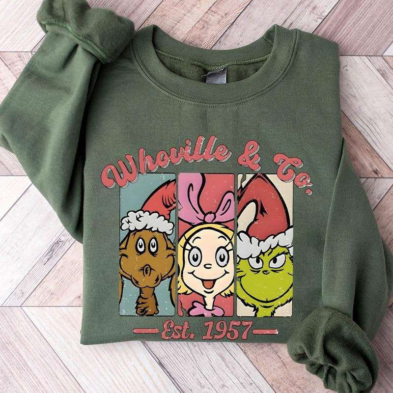 Retro Whoville Est 1957 Christmas Crewneck Sweatshirt, Hoodie, T-shirt | PrintMintTees.com