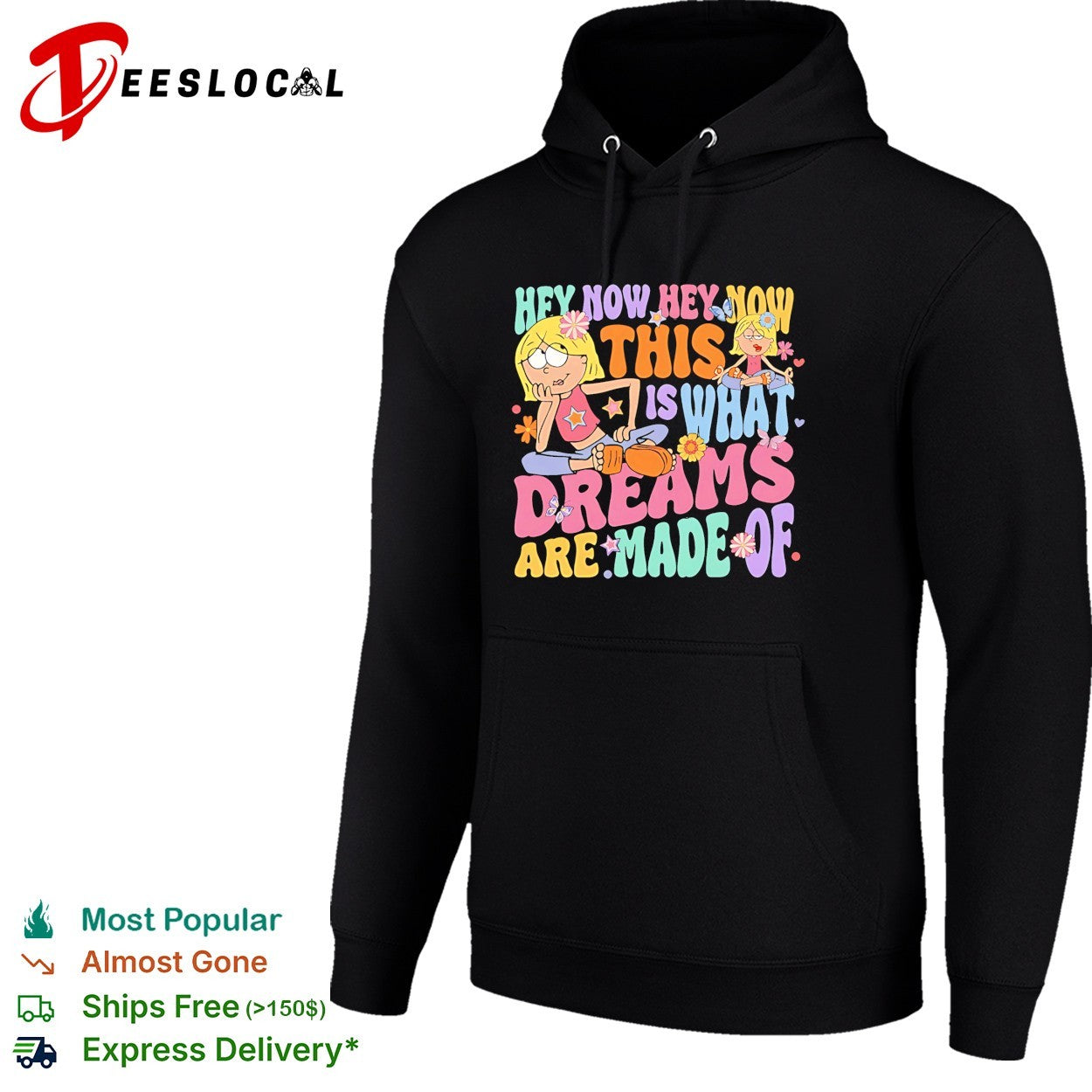 Retro cartoon girl holding guitar hey now this is what dreams are made of shirt