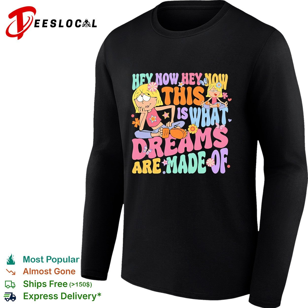 Retro cartoon girl holding guitar hey now this is what dreams are made of shirt