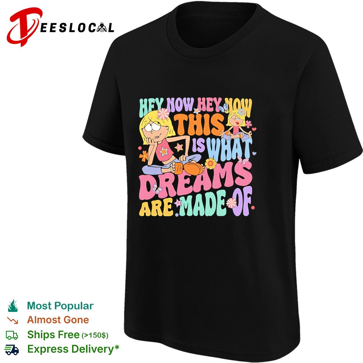 Retro cartoon girl holding guitar hey now this is what dreams are made of shirt