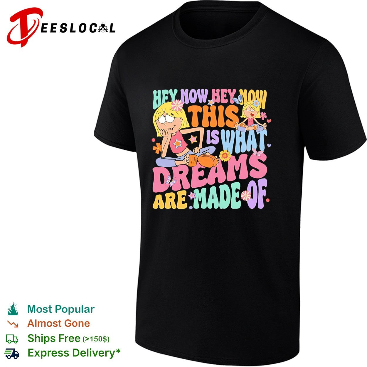 Retro cartoon girl holding guitar hey now this is what dreams are made of shirt