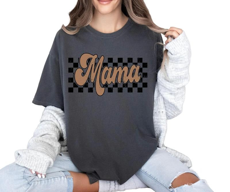 Retro checkered Mama Distressed Comfort colors Tee shirt Hoodie, Sweatshirt | PrintMintTees.com