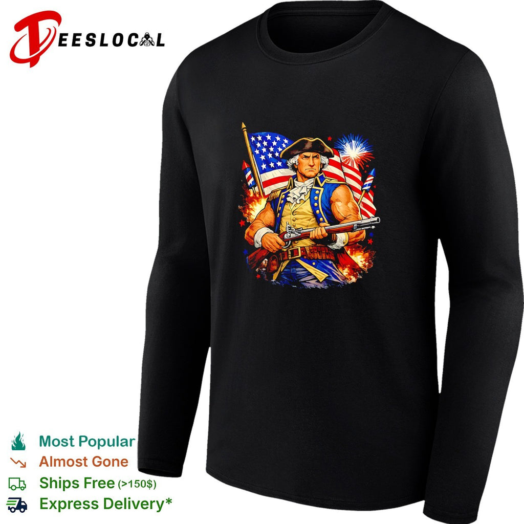 Revolutionary war soldier flag musket shirt