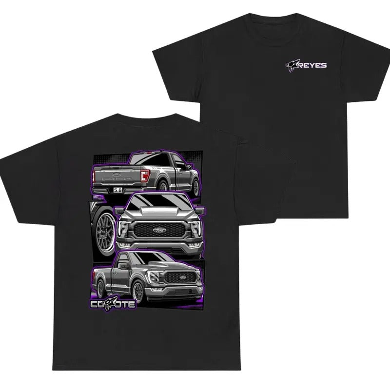 Reyes Coyote Car Summer T-shirt, Truck Graphic Shirt, Stylish Car Merch for Automotive Enthusiasts Hoodie Sweatshirt