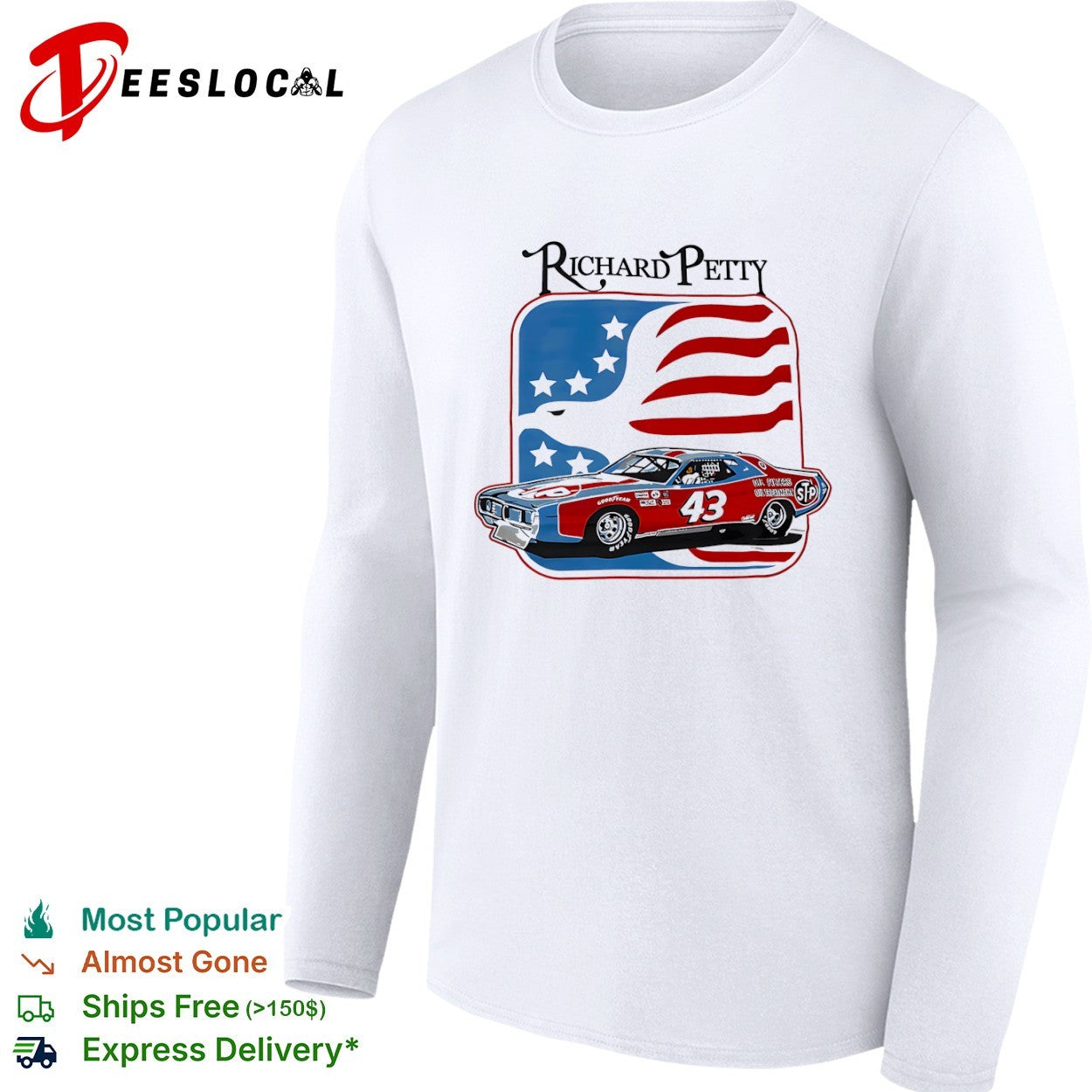 Richard Petty 43 American flag stock car racing shirt