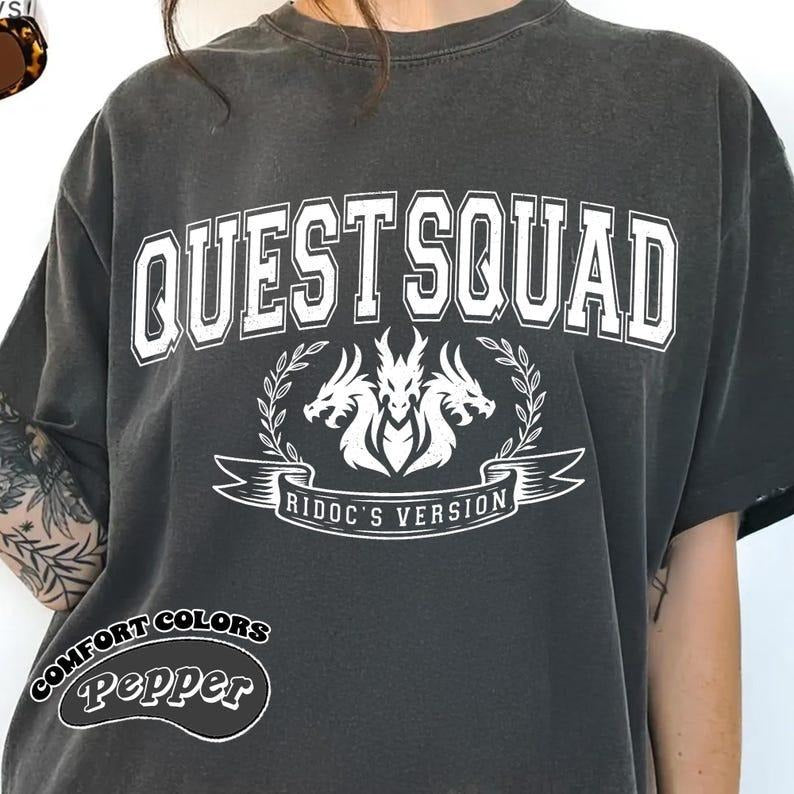 Ridoc Quest Squad Comfort Color T-Shirt, Onyx Storm TShirt, Fourth Wing Shirt, Basgiath War College Tee, Bookstagram...