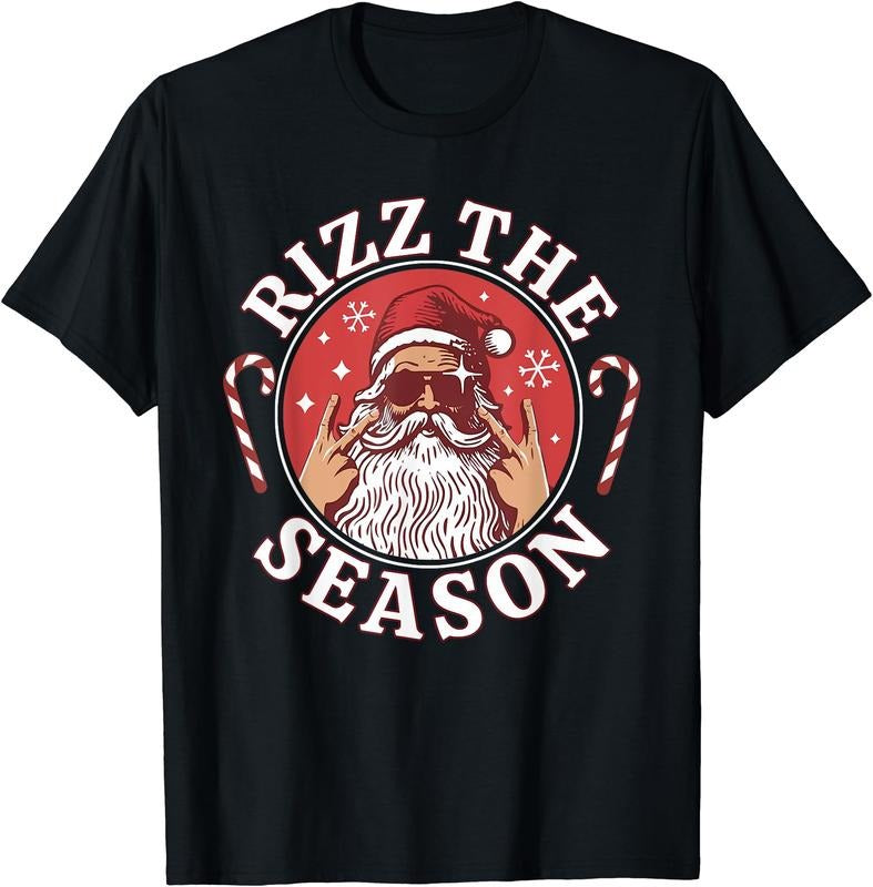 Rizz The Season Funny Santa Clause Rizzler T-Shirt Hoodie Sweatshirt | PrintMintTees.com