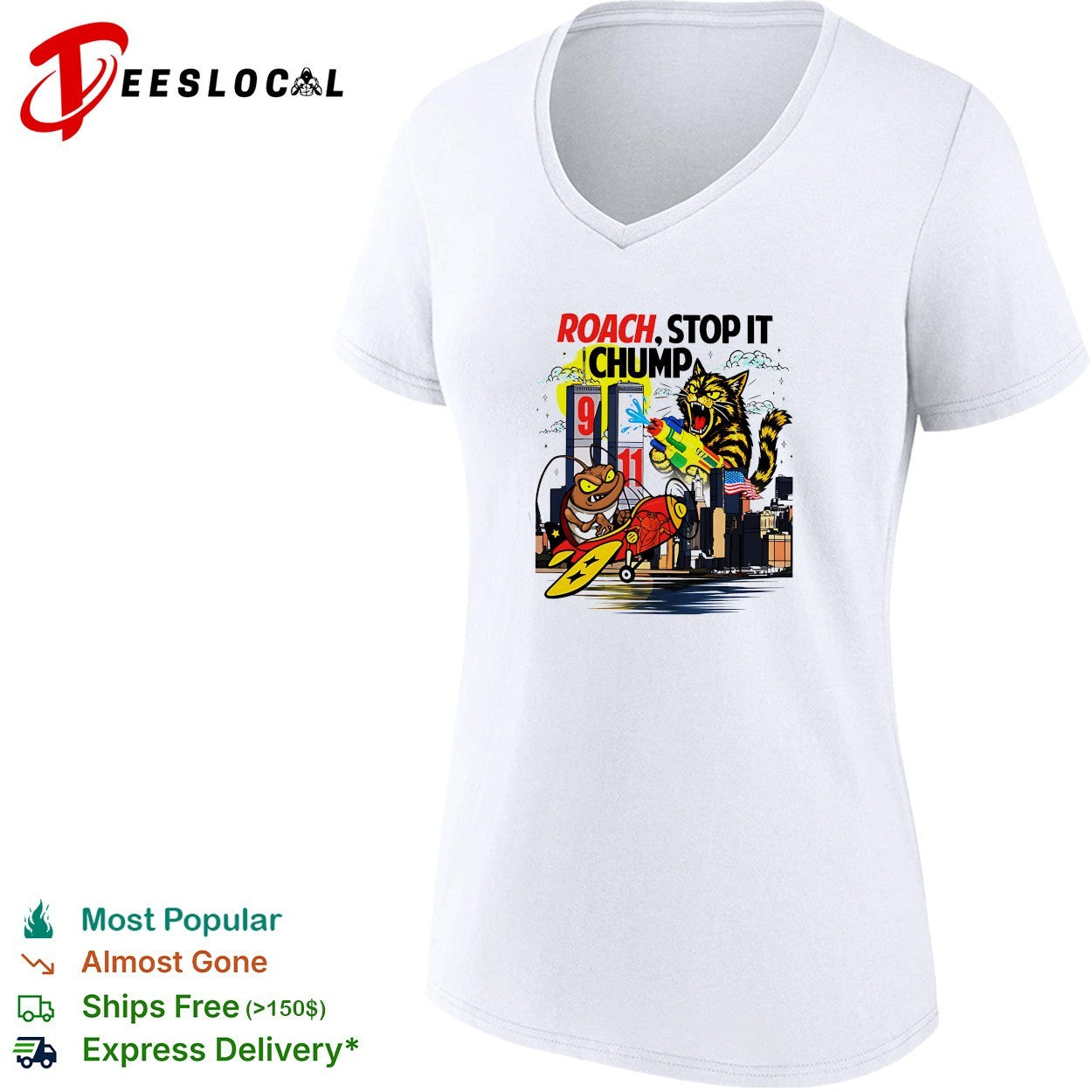 Roach flying plane stop it chump tiger New York City shirt