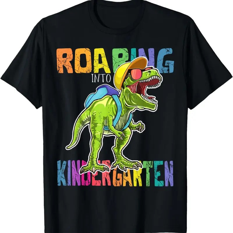 Roaring Kindergarten Dinosaur T-Rex Comfort Colors Boys Cotton T-Shirt Hoodie Sweatshirt | PrintMintTees.com
