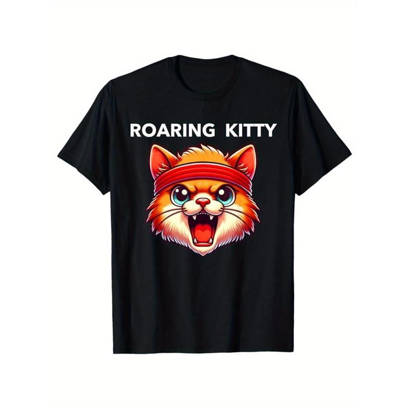 Roaring Kitty Print T Shirt, Tees for Men, Casual Short Sleeve T-shirt for Summer  made in usa Hoodie Sweatshirt
