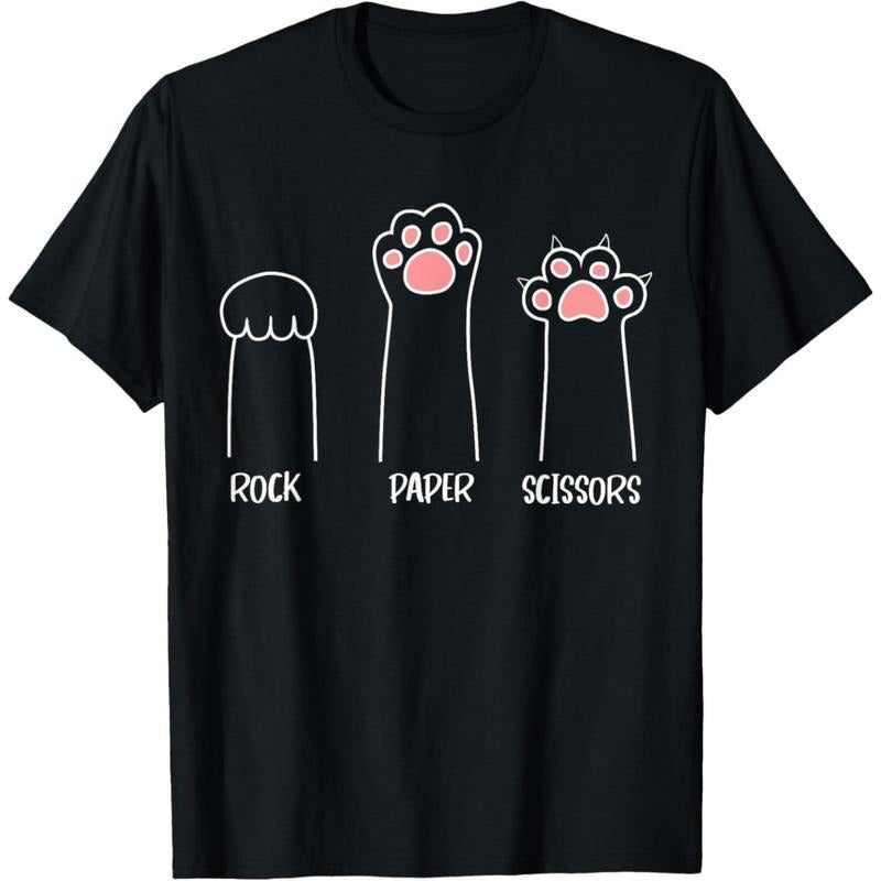 Rock Paper Scissors Hand Game Cute Paw Funny Cat T-Shirt made in usa Hoodie Sweatshirt | PrintMintTees.com