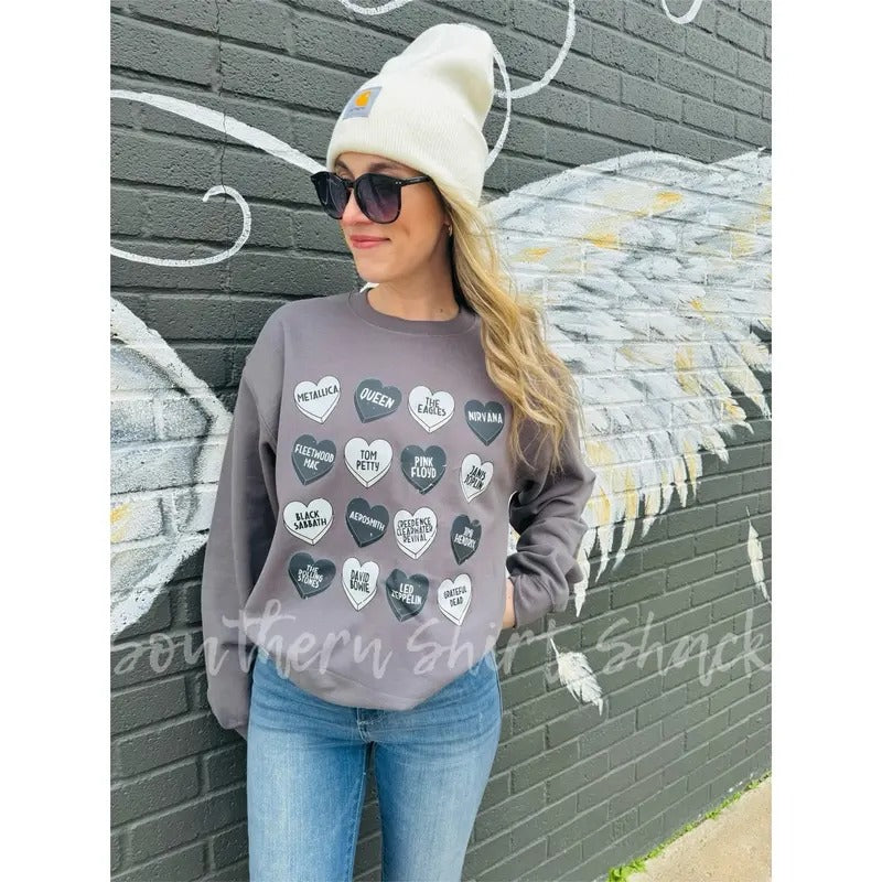 Rock n Roll Conversation Hearts Sweatshirt Shirt Hoodie | PrintMintTees.com