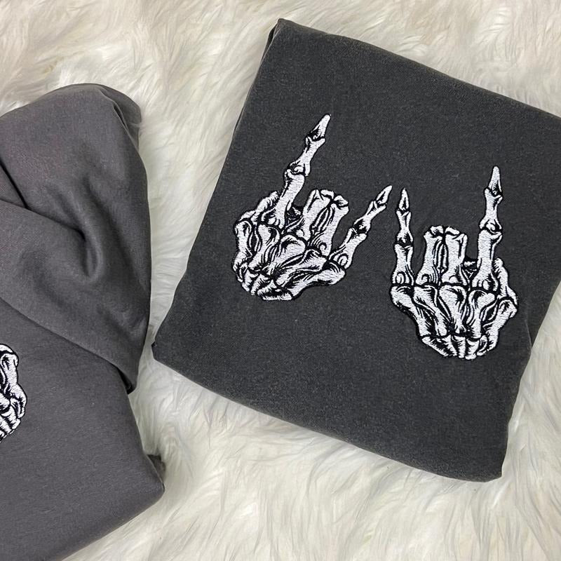 Rock on embroidered tshirt Hoodie Sweatshirt | PrintMintTees.com
