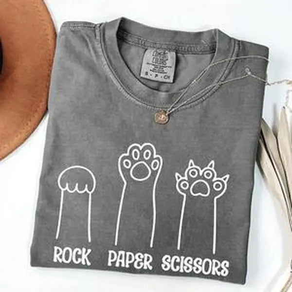 Rock, Paper, Scissors, Cat Mom, Cat Funny, Feline, Pet Tshirt, Women's Comfort Colors Tee Hoodie, Sweatshirt