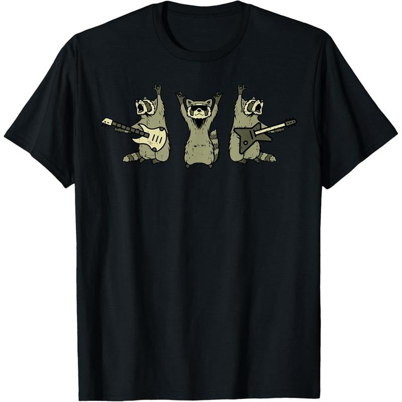 Rocker Raccoon Guitar Cool Street Cat Rock Men Boys Kids T-Shirt made in us Hoodie Sweatshirt | PrintMintTees.com