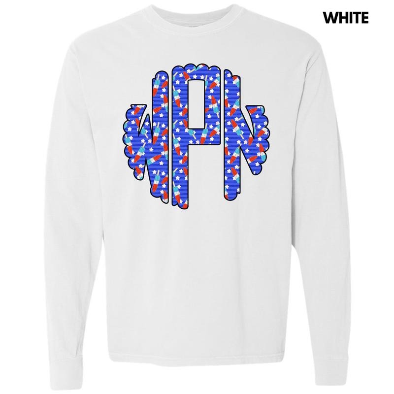 Rocket Pop Monogram Long Sleeve Comfort Colors 'NLB' Shirt Hoodie Sweatshirt