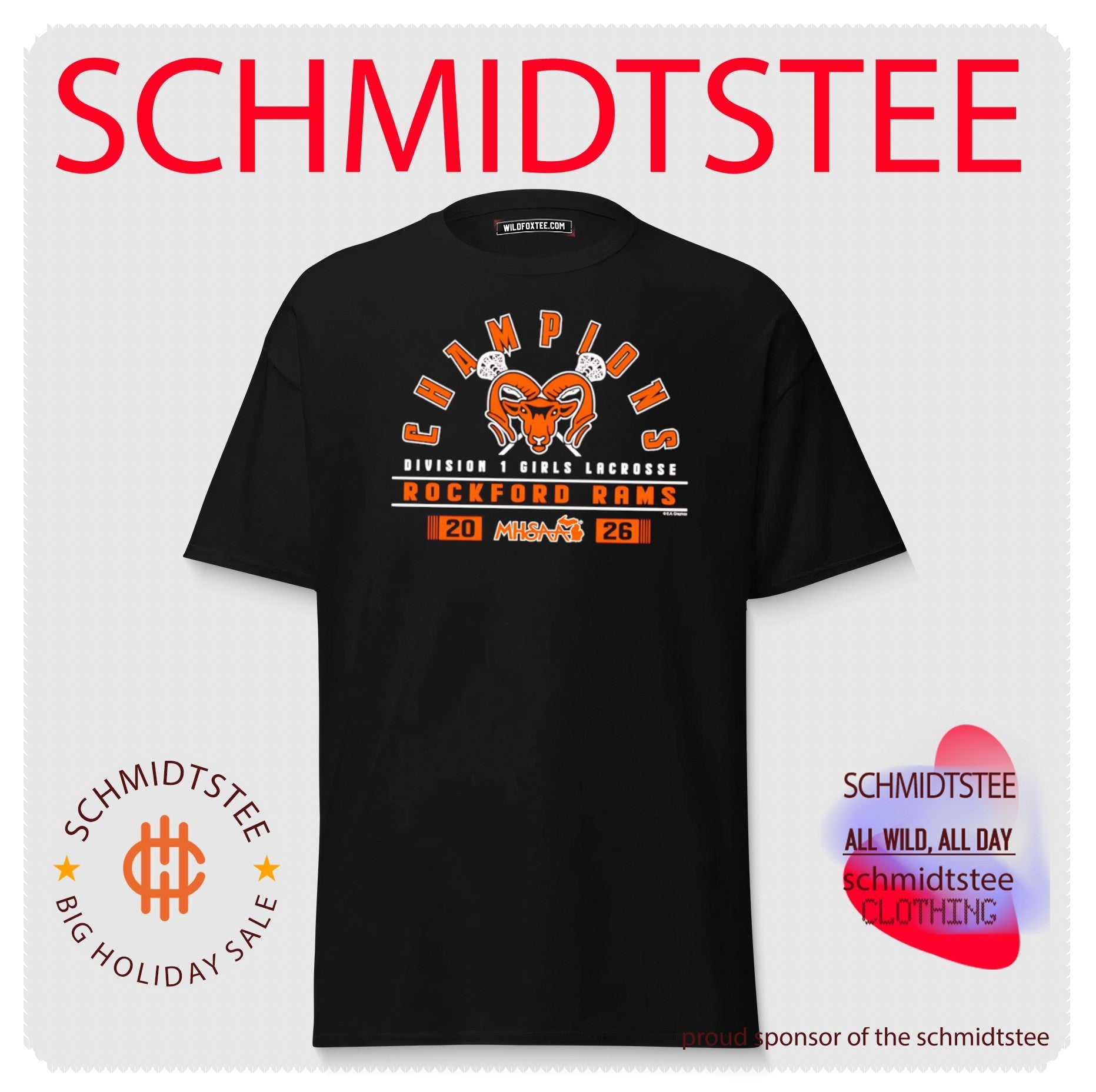 Rockford Rams 2026 MHSAA Girls Lacrosse D1 Champions logo shirt