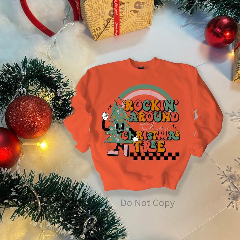 Rockin Around The Christmas Tree DTF Transfer ONLY - This is NOT a T Shirt Hoodie Sweatshirt | PrintMintTees.com