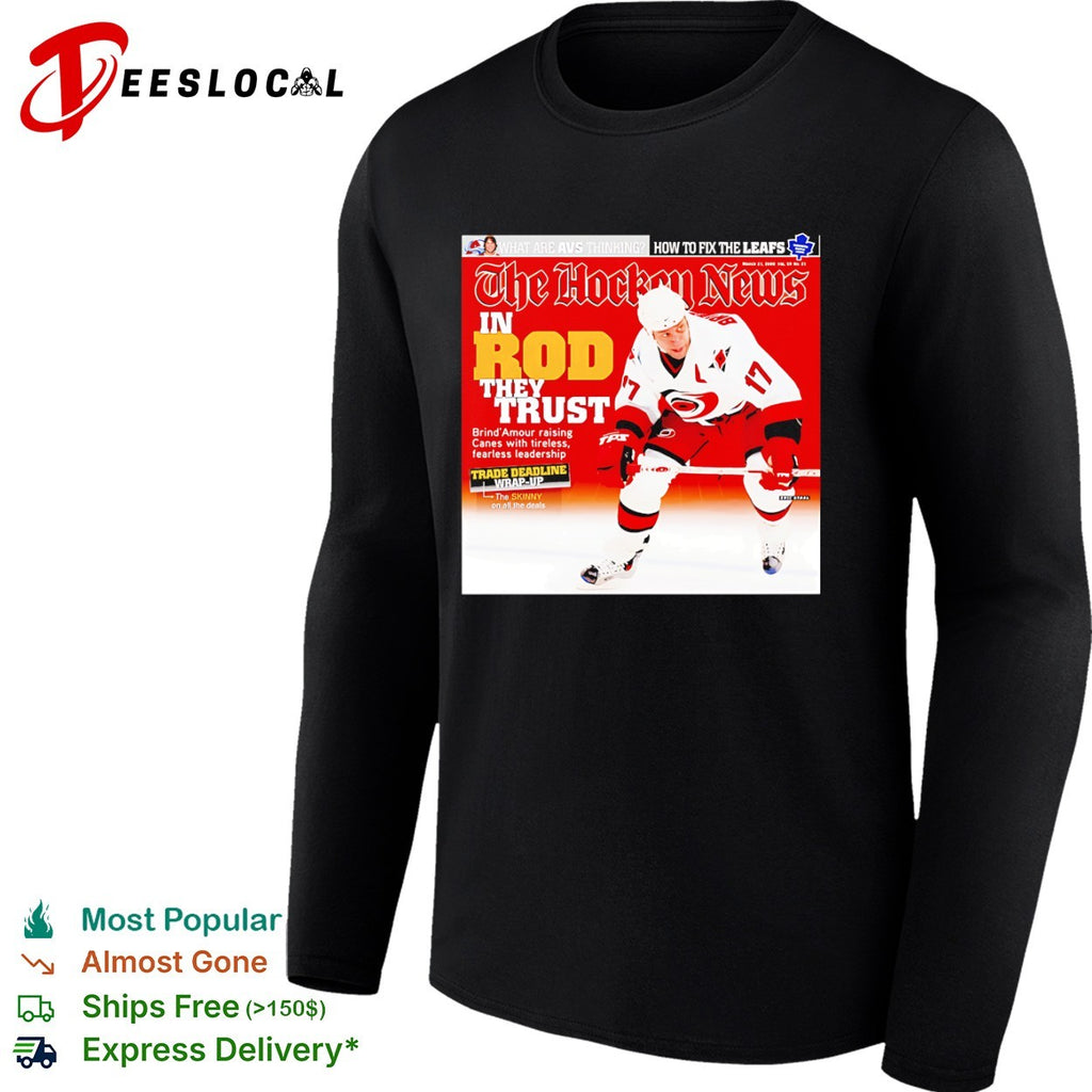 Rod BrindAmour Carolina Hurricanes in they trust magazine cover shirt