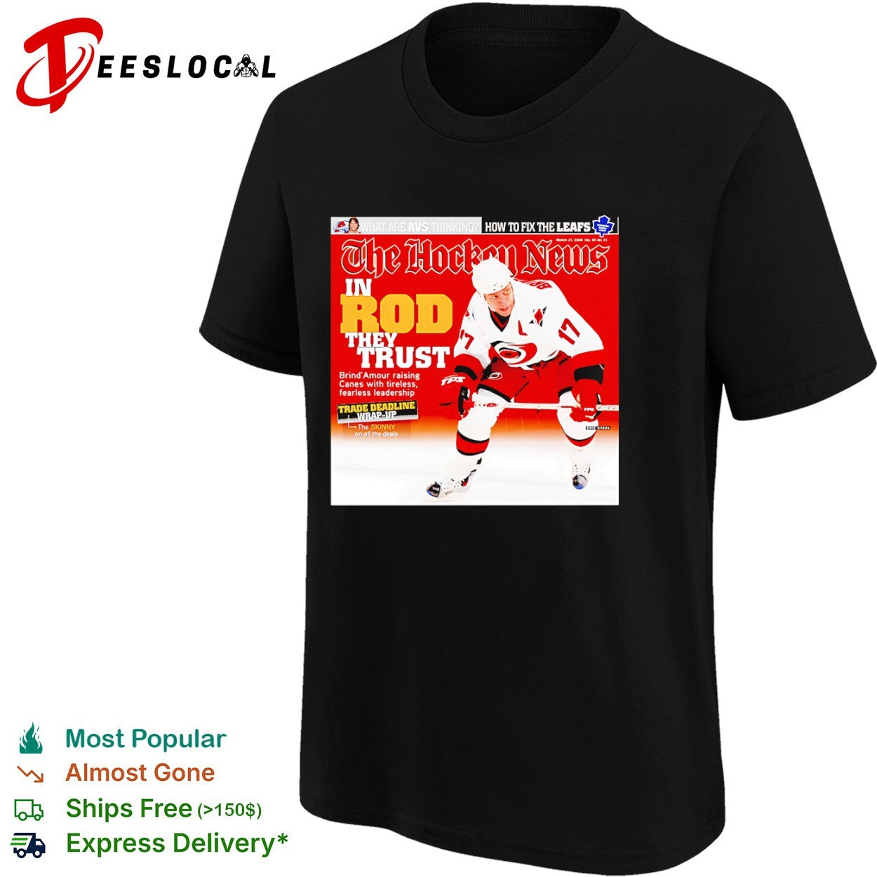 Rod BrindAmour Carolina Hurricanes in they trust magazine cover shirt