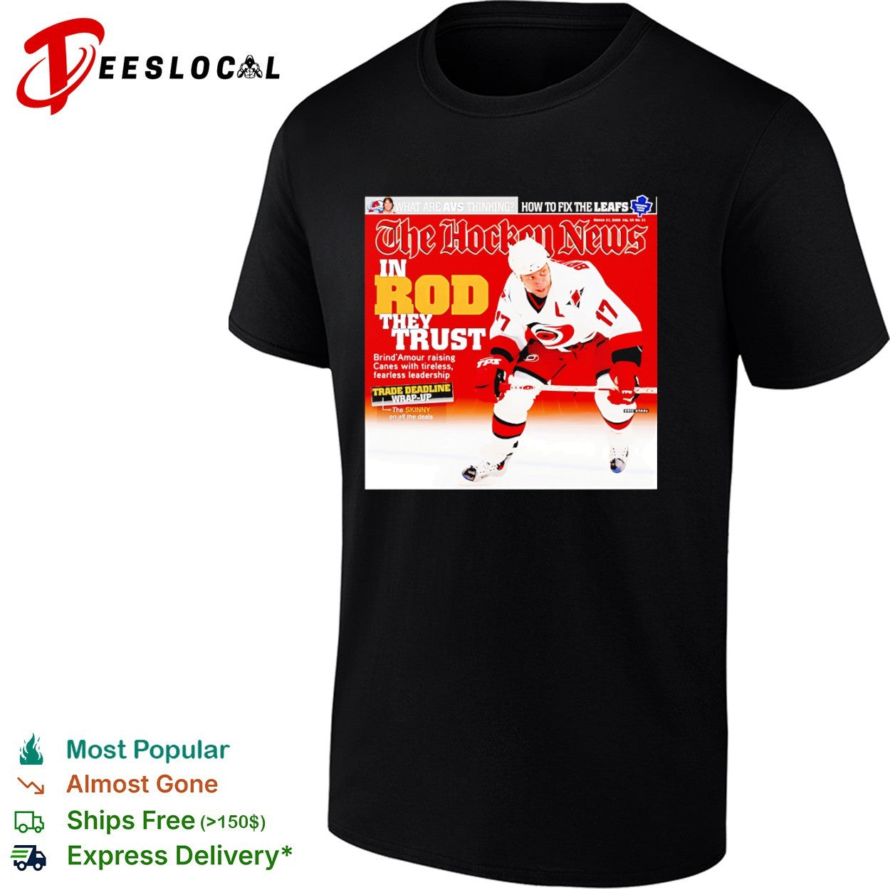 Rod BrindAmour Carolina Hurricanes in they trust magazine cover shirt