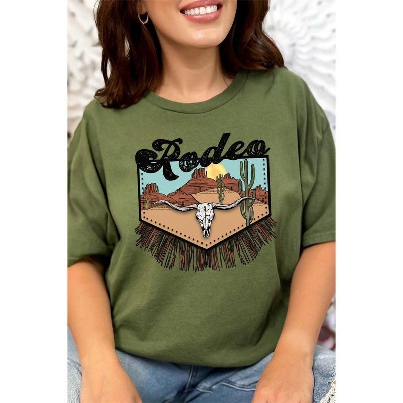 Rodeo Landscape Short Sleeve Relaxed Fit T-Shirt Hoodie Sweatshirt | PrintMintTees.com