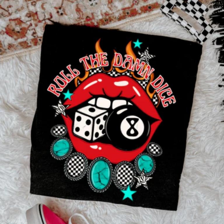Roll The Damn Dice Graphic Tee, vintage crewneck sweatshirts, western outfit women, cowgirl outfits, western clothing...