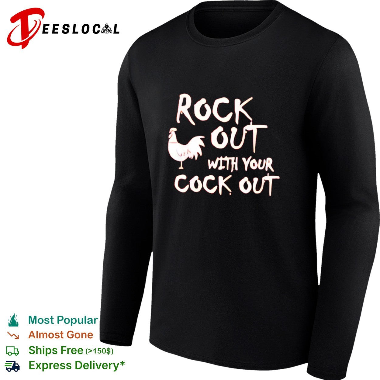 Rooster bird silhouette rock out with your cock shirt