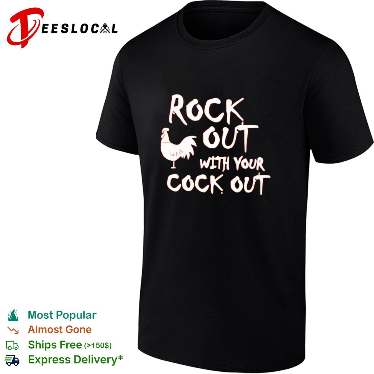 Rooster bird silhouette rock out with your cock shirt